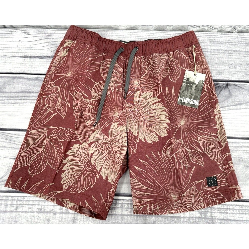 LINKSOUL STRETCH SATURDAY GOLF SHORTS Men's Size Medium‎ CAYENNE TROPICAL PRINT